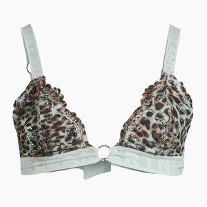 Stella McCartney Leopard Lace Logo Bralette Mint/Black Small